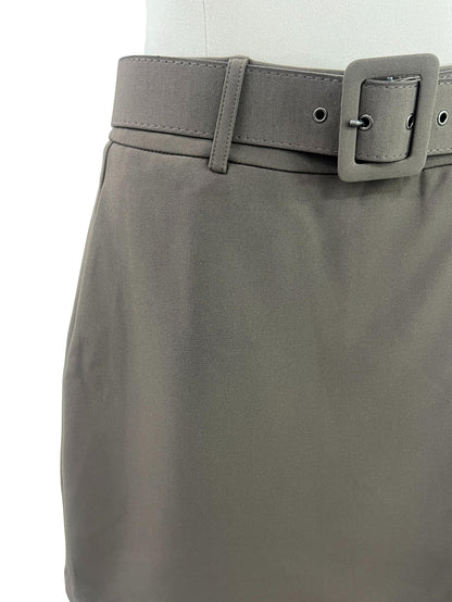 Belted Mini Skirt - Brown