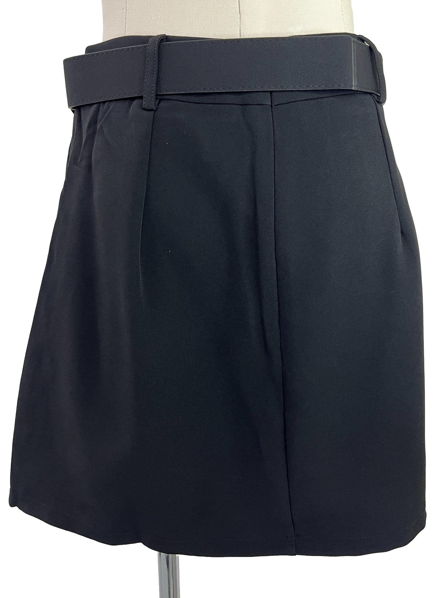 Belted Mini Skirt - Black