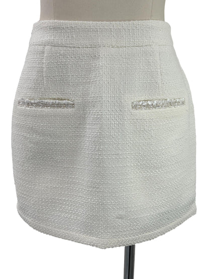 Tweed Pocket Detail Mini Skirt - White