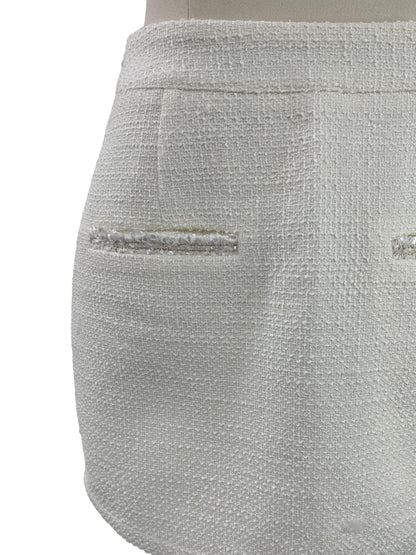 Tweed Pocket Detail Mini Skirt - White