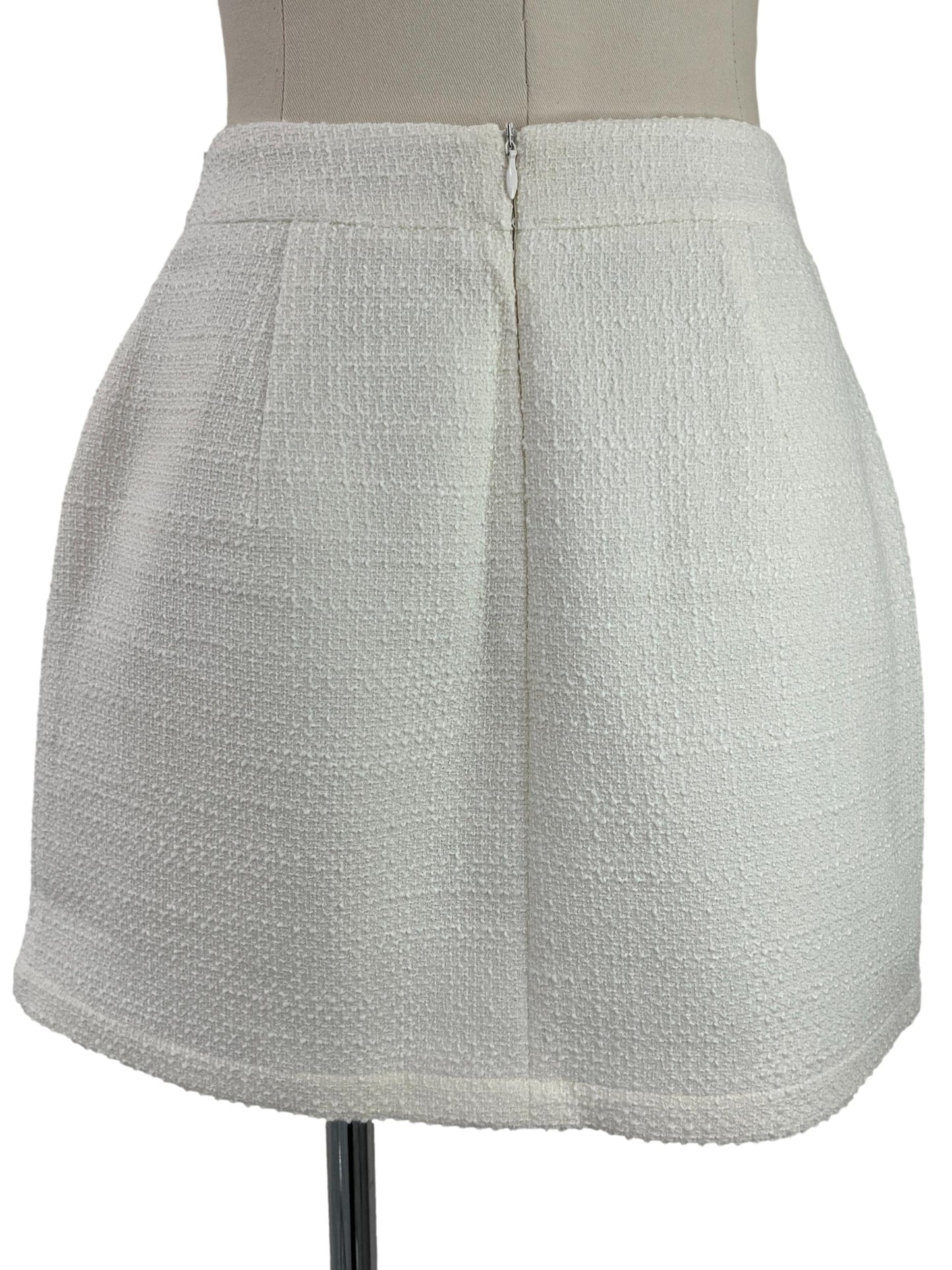 Tweed Pocket Detail Mini Skirt - White