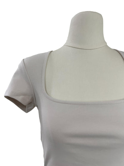 Square Neck Cropped Top - Beige