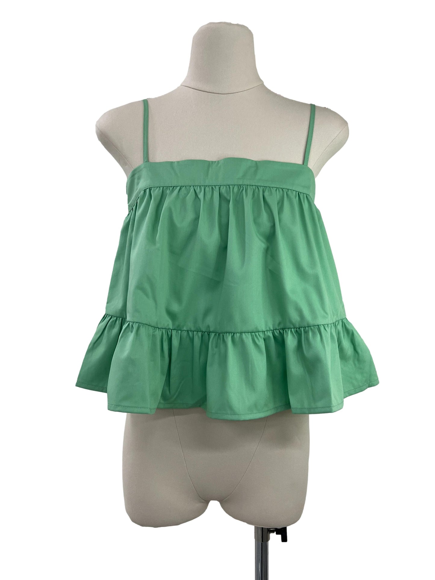 Babydoll Flare Spaghetti Strap Top - Green