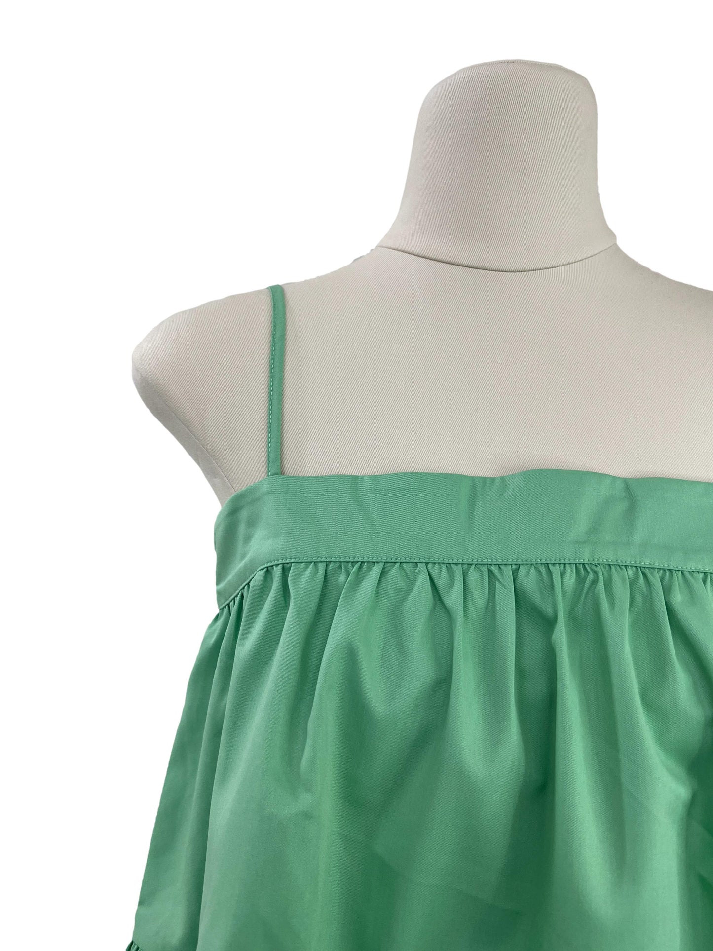 Babydoll Flare Spaghetti Strap Top - Green