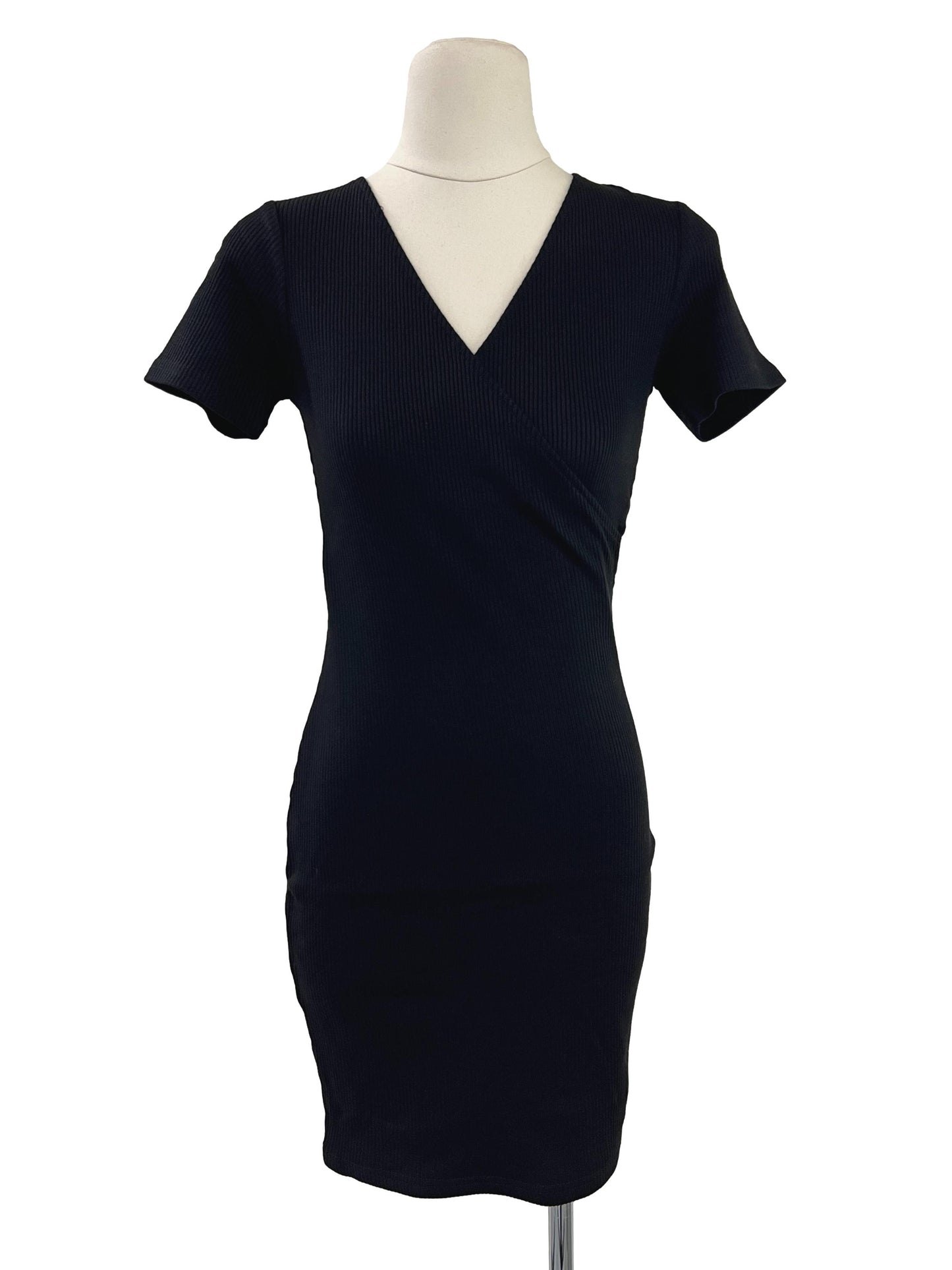 BFF Ribbed Wrap Dress - Black