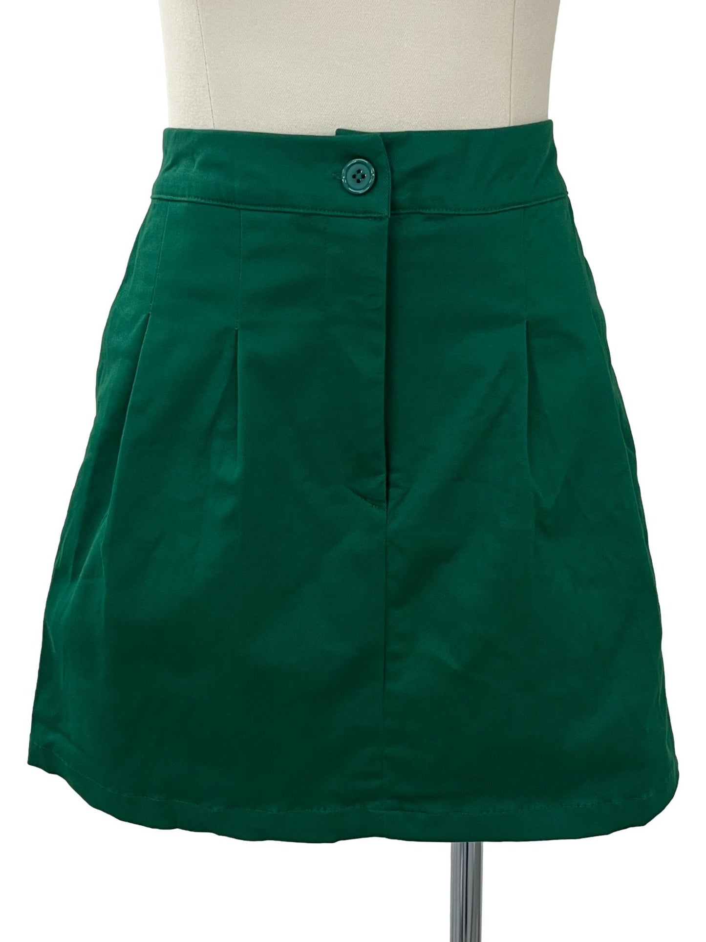 Effie Pleat Front Mini Skirt - Green