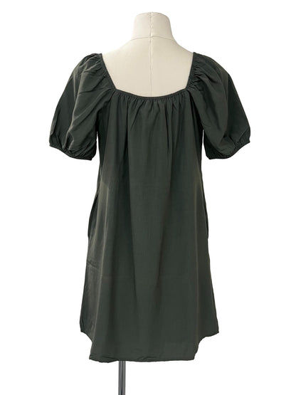 Leslie Balloon Sleeve Loose Fit Dress - Green