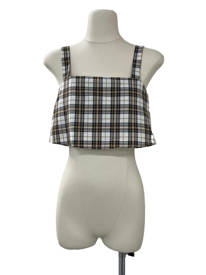 Andy Checkered Crop Top - Grey