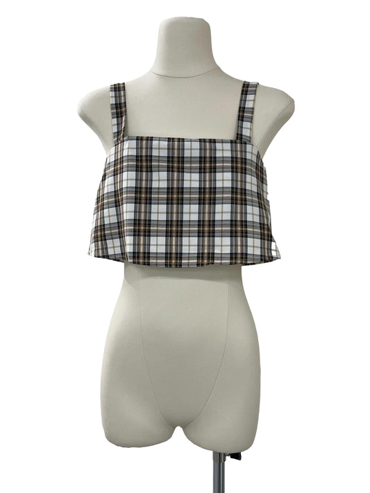 Andy Checkered Crop Top - Grey