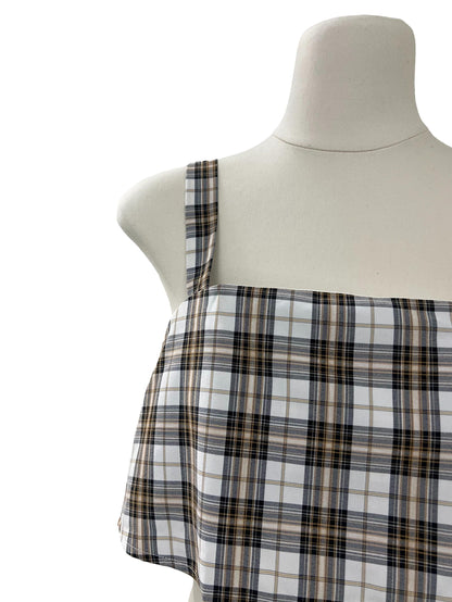 Andy Checkered Crop Top - Grey