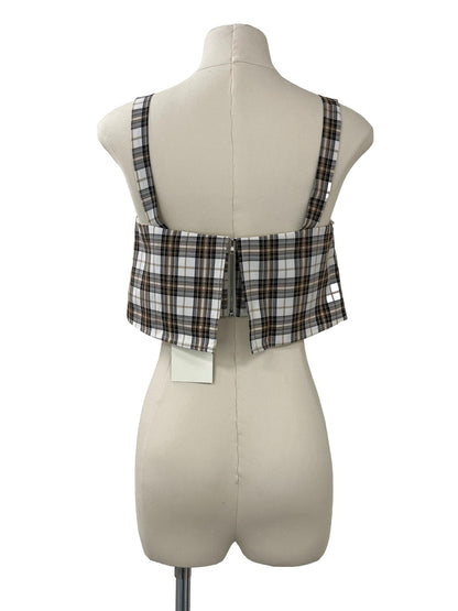 Andy Checkered Crop Top - Grey