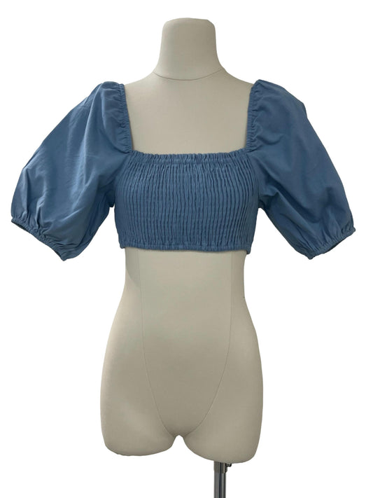 Fiona Smocked Puffy Sleeve Top - Blue