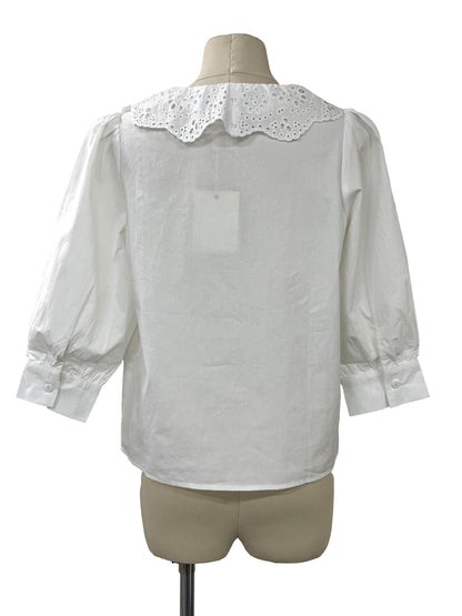 Alice Eyelet Collared Blouse - White