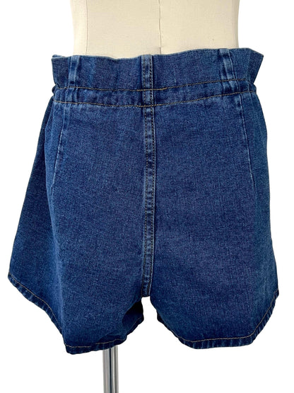 Ethan Paperbag Denim Shorts - Blue