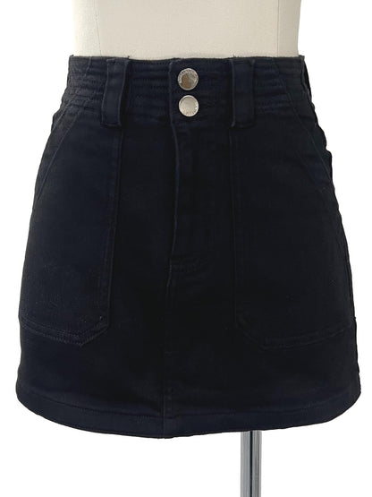 Basic Black Denim Skorts - Black