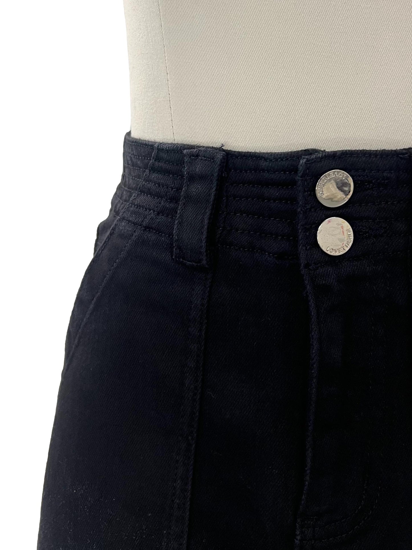 Basic Black Denim Skorts - Black