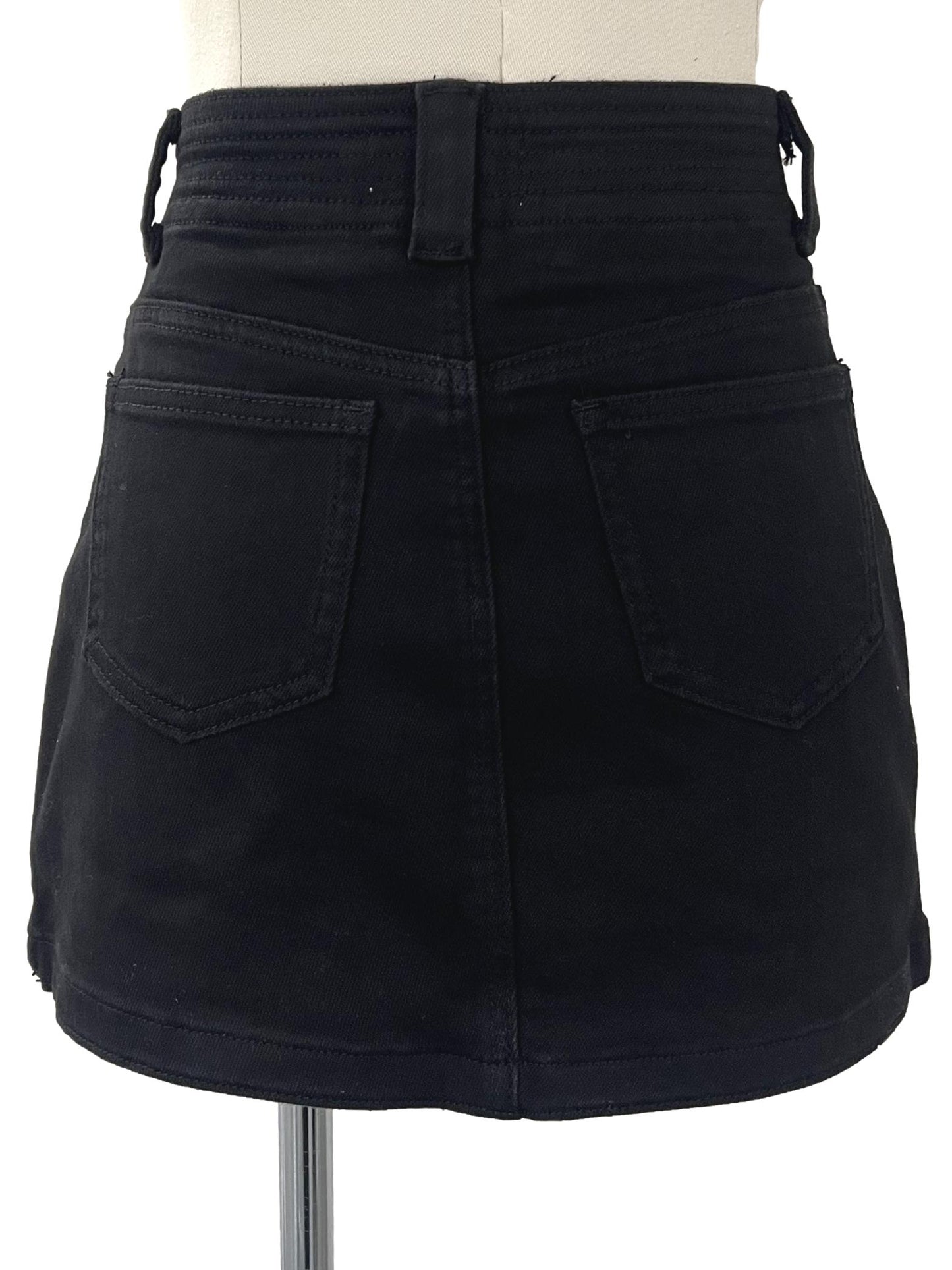 Basic Black Denim Skorts - Black