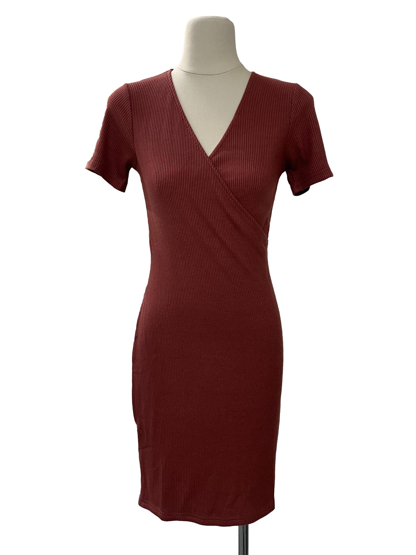 Bff Ribbed Wrap Dress - Red