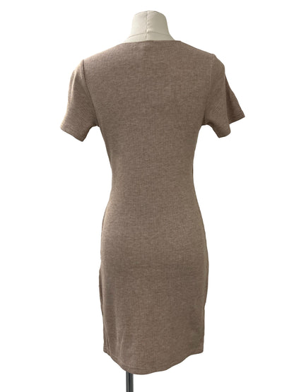 BFF Ribbed Wrap Dress - Beige