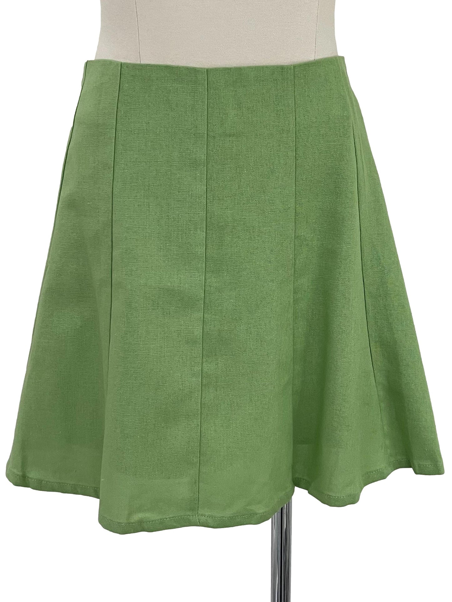 Georgina Linen Flare Skirt - Green