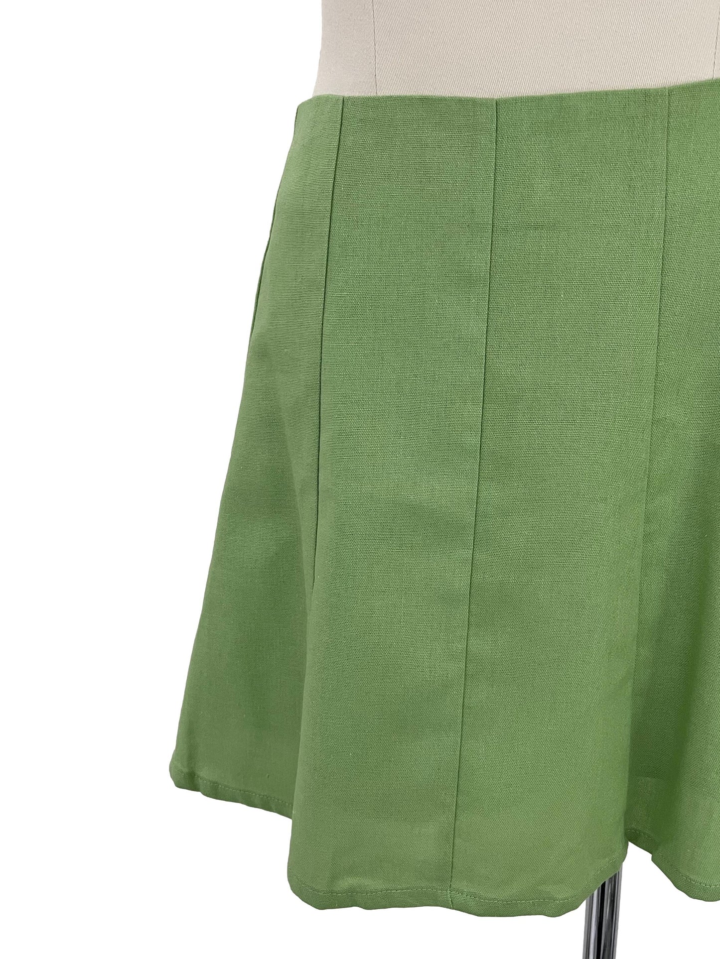 Georgina Linen Flare Skirt - Green