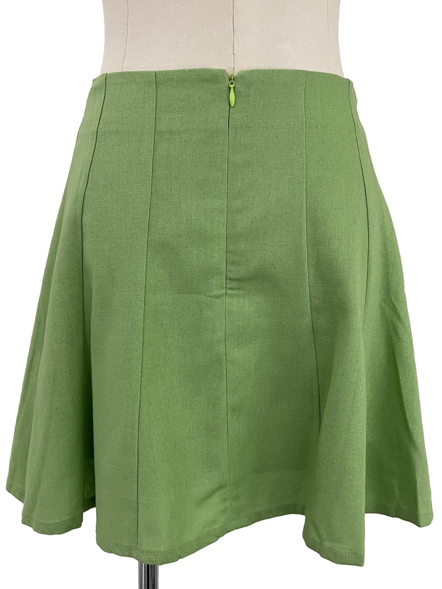 Georgina Linen Flare Skirt - Green