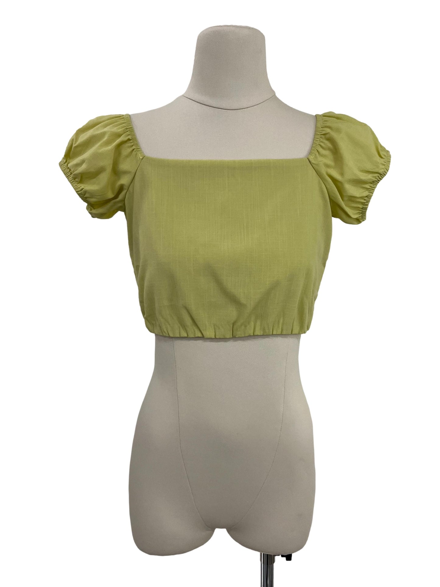 Ciara Puffy Sleeve Crop Top - Green