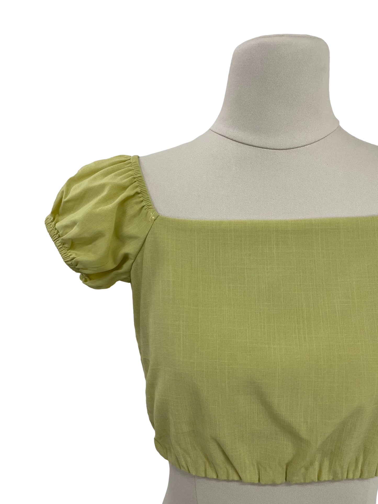 Ciara Puffy Sleeve Crop Top - Green