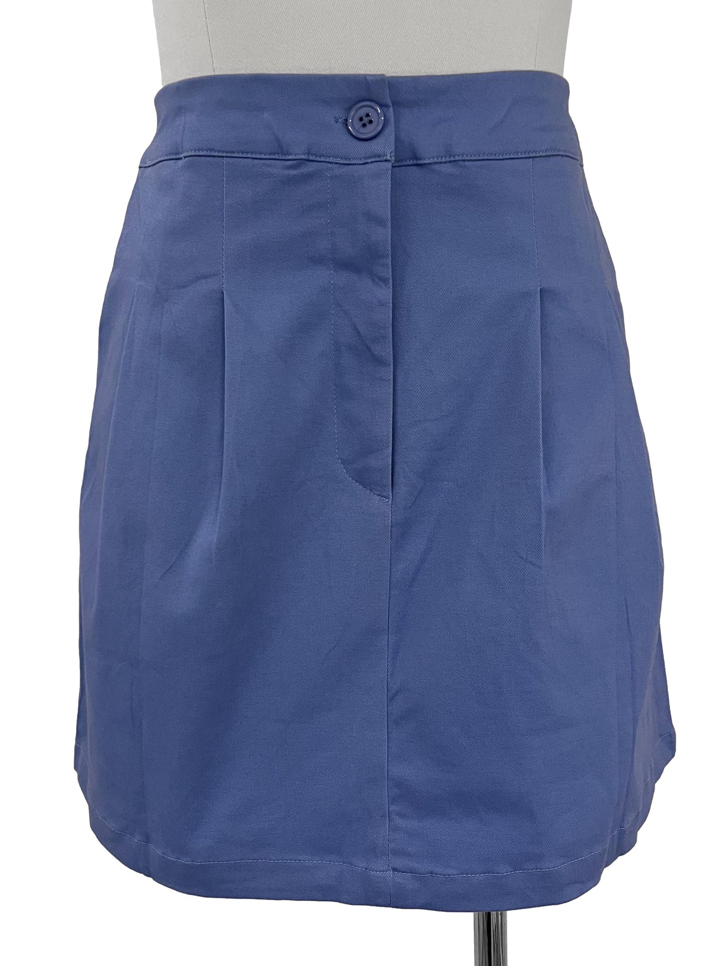 Effie Pleat Front Mini Skirt - Blue