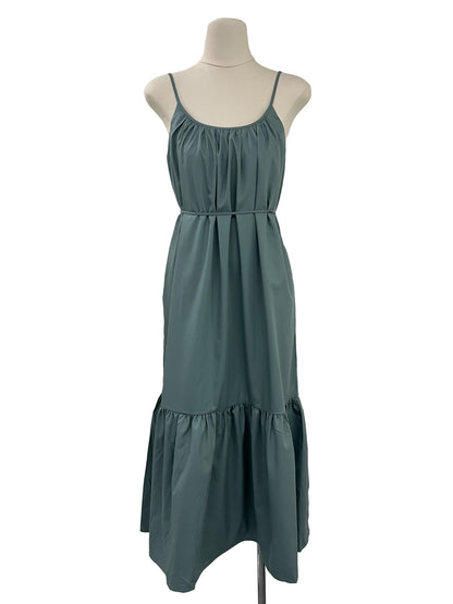 Ruched Neckline Dropwaist Dress - Green