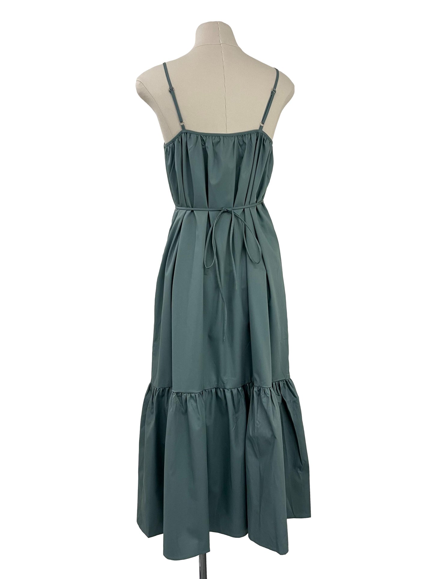 Ruched Neckline Dropwaist Dress - Green