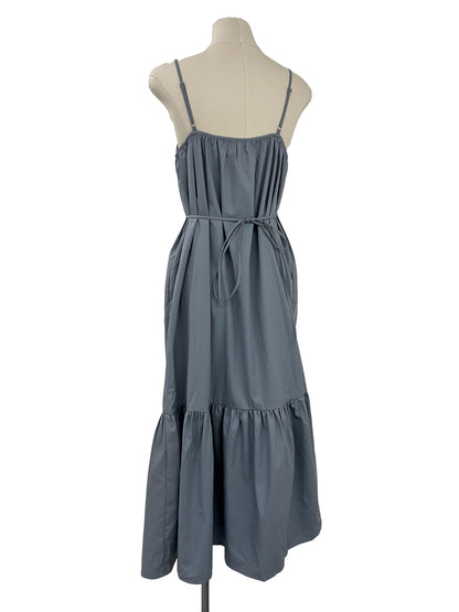 Ruched Neckline Dropwaist Dress - Blue