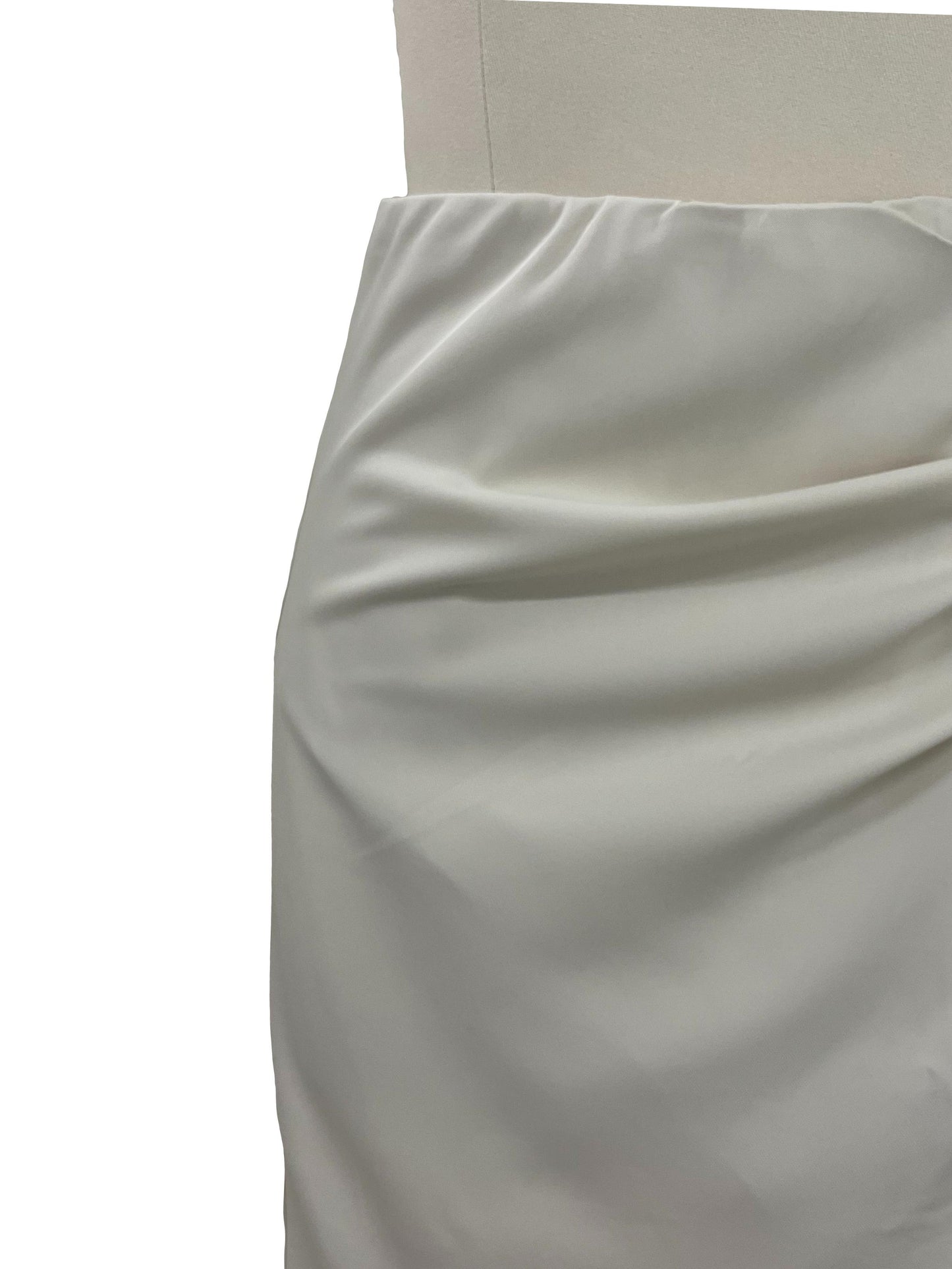 Ruched Asymmetrical Slit Skirt - Beige