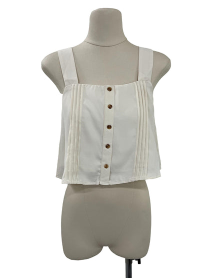 Pleated Square Neck Top - Beige