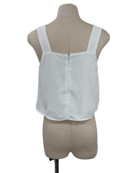 Pleated Square Neck Top - White