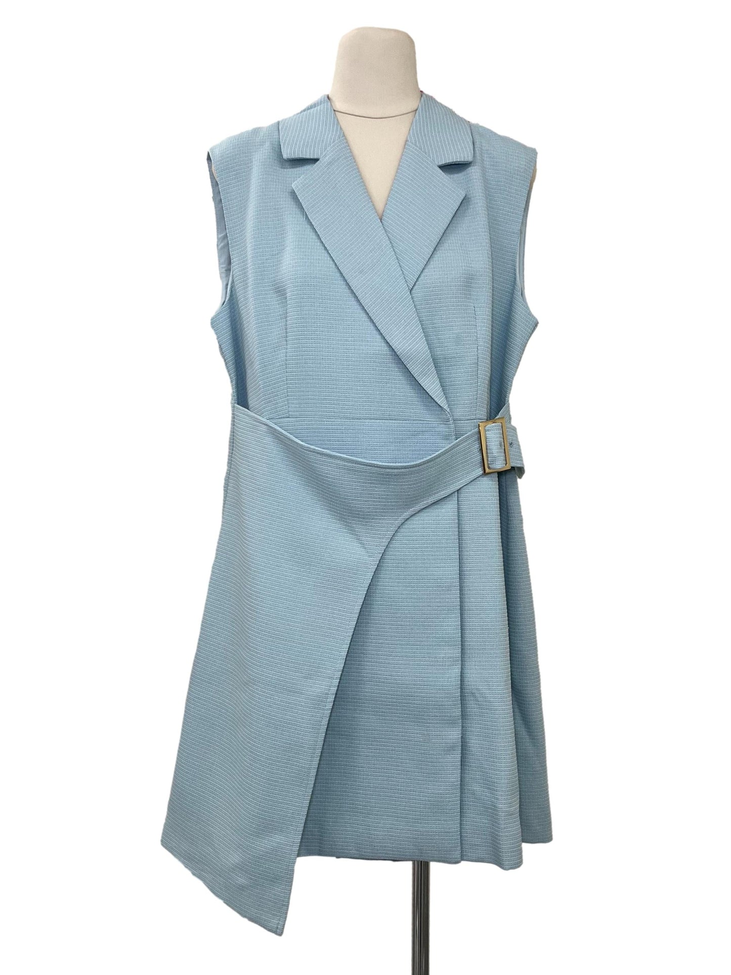 Notch Lapel Layered Dress - Blue