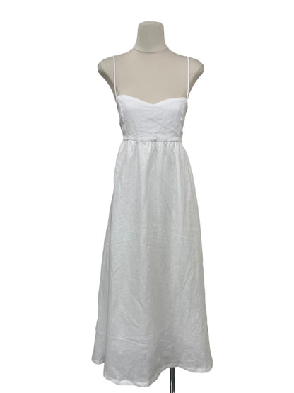 Laurine Linen Tie-Back Dress - White