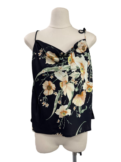 Colette Cowl Neck Floral Cami - Black