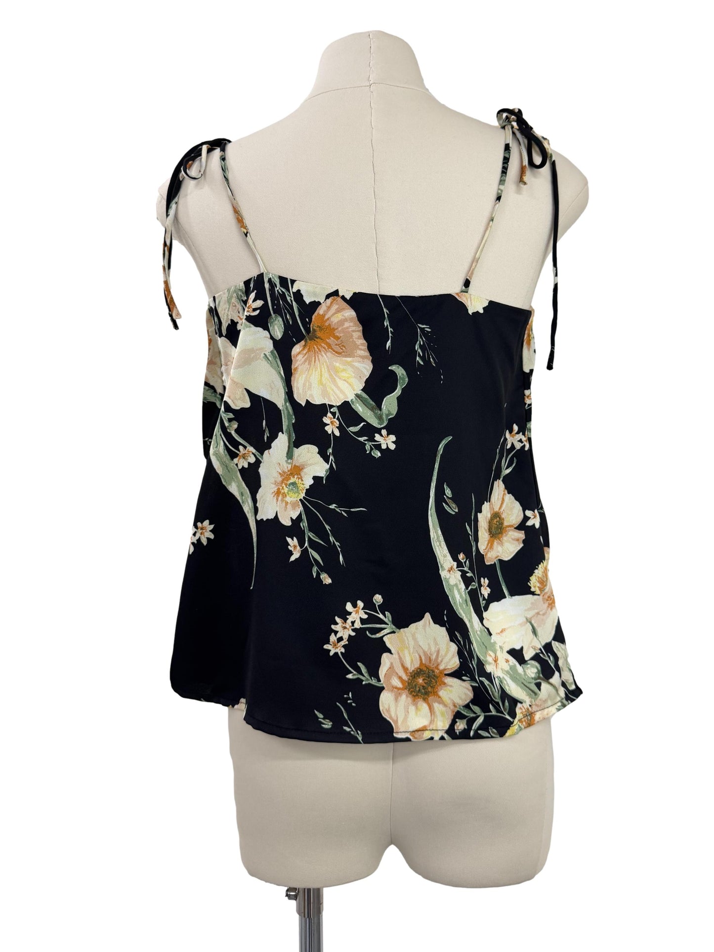 Colette Cowl Neck Floral Cami - Black