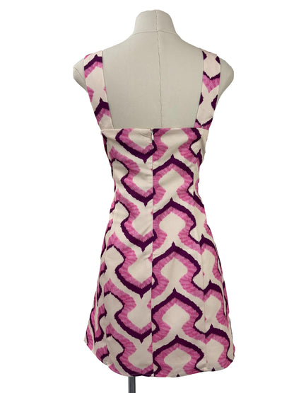 Square Neck Printed Dress - Pink