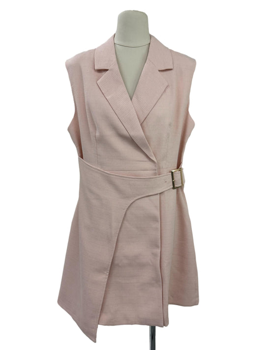 Notch Lapel Layered Dress - Pink