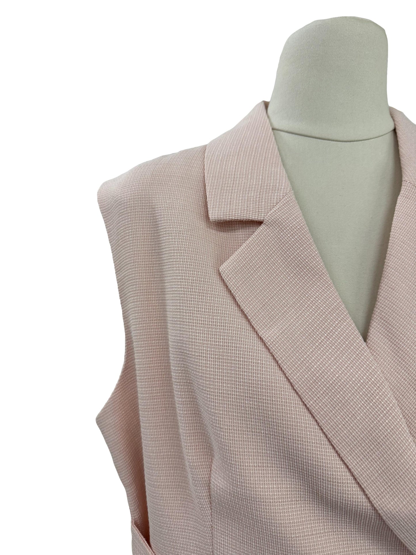 Notch Lapel Layered Dress - Pink