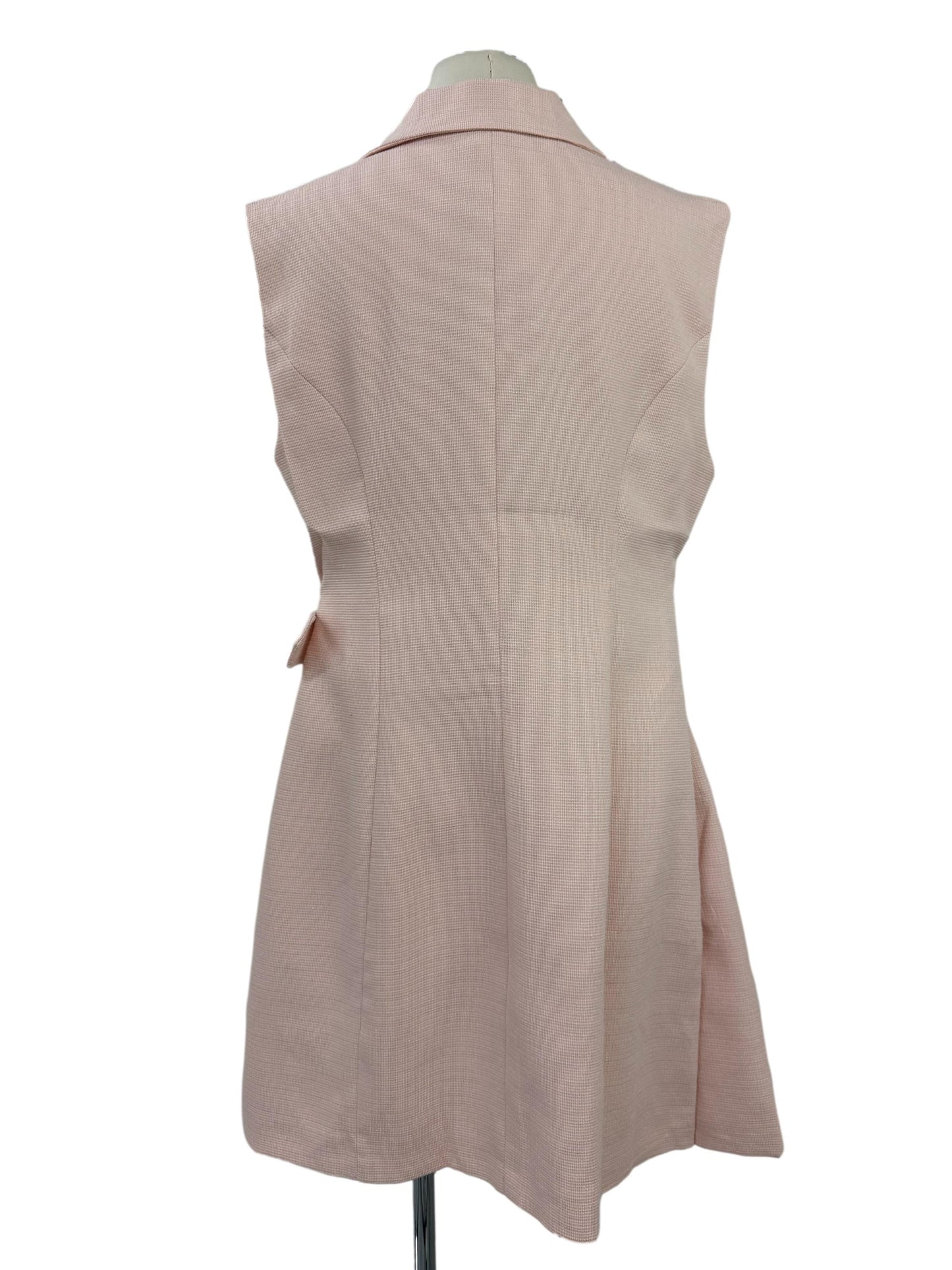 Notch Lapel Layered Dress - Pink